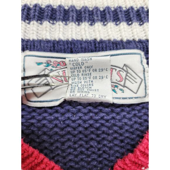 Vintage Nuggets V-Neck Pullover Sweater Size S Blue Oversized Preppy Varsity - Picture 5 of 8